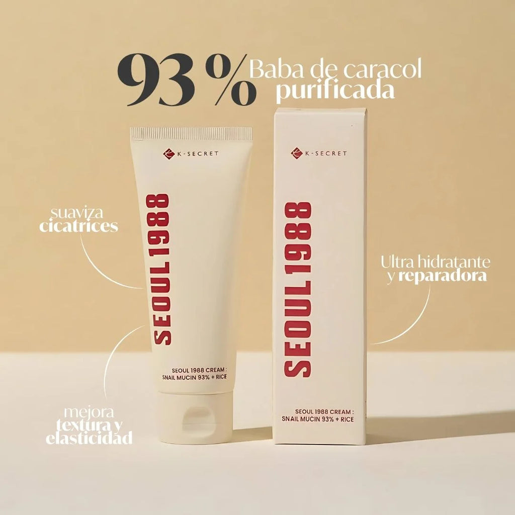 Crema SEOUL1988 Cream Snail Mucin 93% + Rice 100 ml - K-SECRET - Sarang