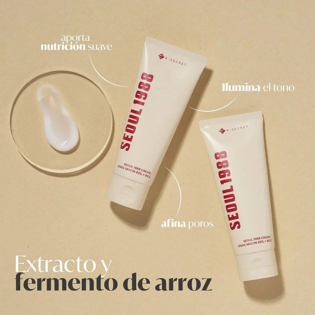 Crema SEOUL1988 Cream Snail Mucin 93% + Rice 100 ml - K-SECRET - Sarang